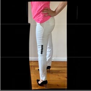 Mid Rise Ankle Columnist Pant white  fabric  pant
